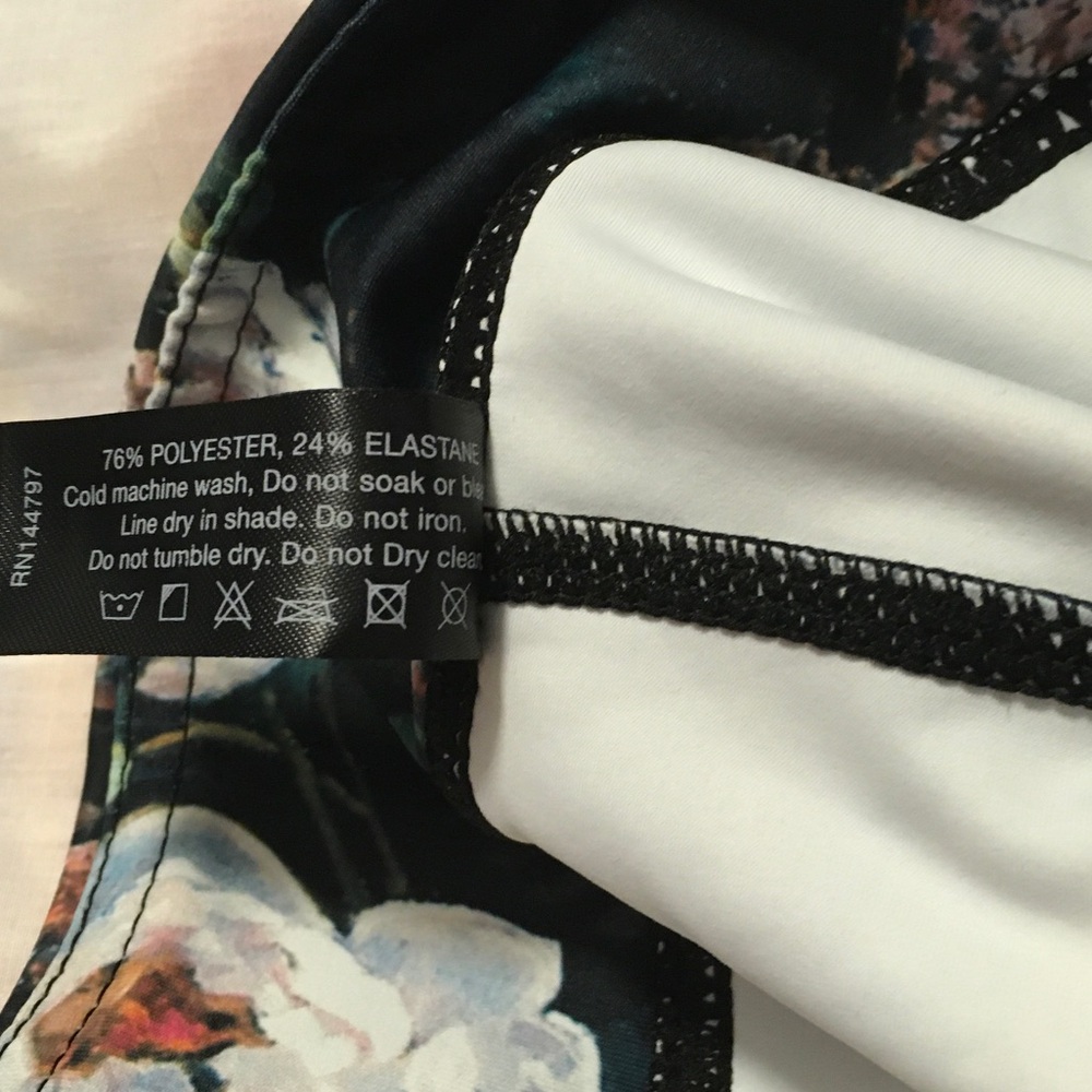 BlackMilk Goth Floral Print Black workout Leggings with Side Stripe - Picture 7 of 7